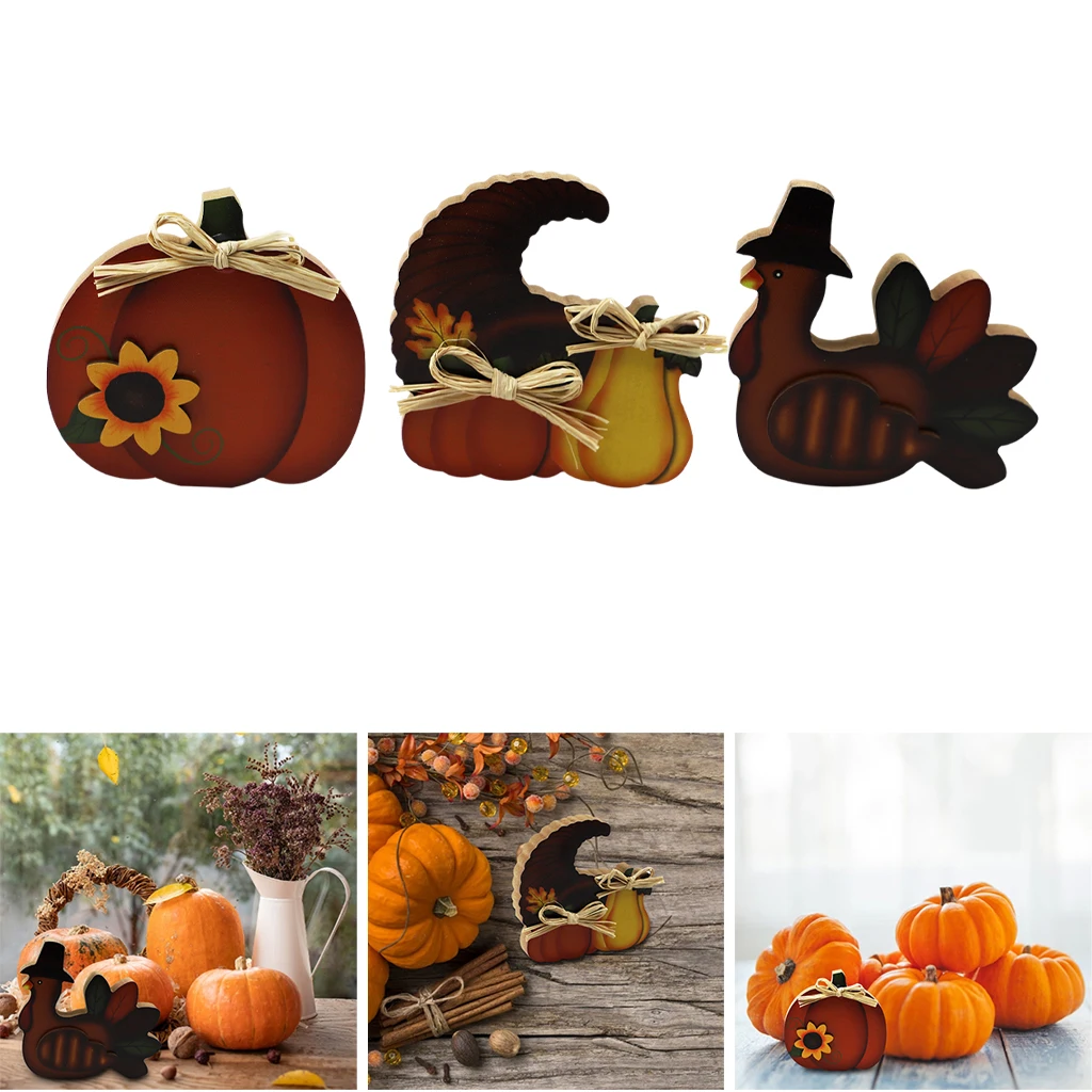 Wooden Decorations Crafts Statue Fall Harvest for Christmas