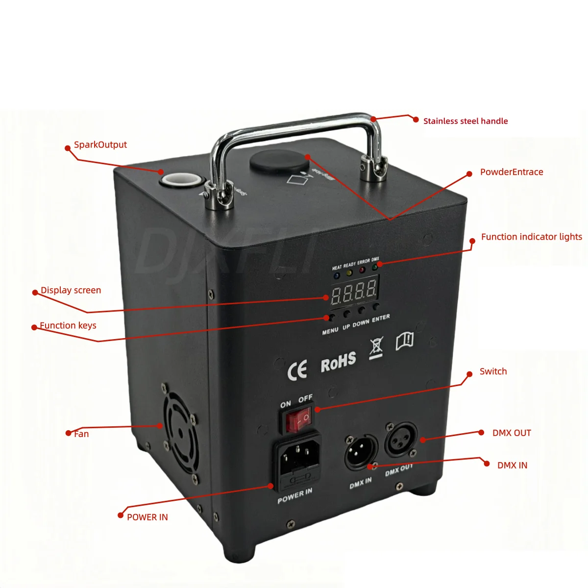 400W Mini Cold Spark Machine  for Indoor Outdoor Events DJ Parties Weddings with DMX512 Wireless Remote Stage Firework Equipment
