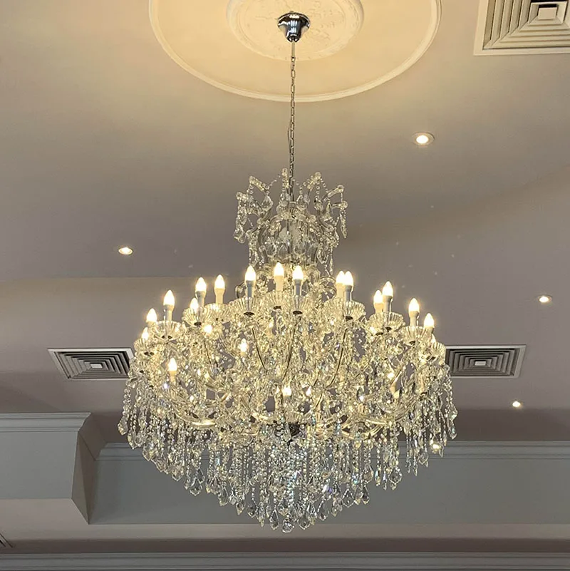 Maria Theresa Crystal Chandelier For Foyer Lobby Hallway Gold Hanging Lamp Home Decor Large Cristal Lamp Staircase Ceiling Light