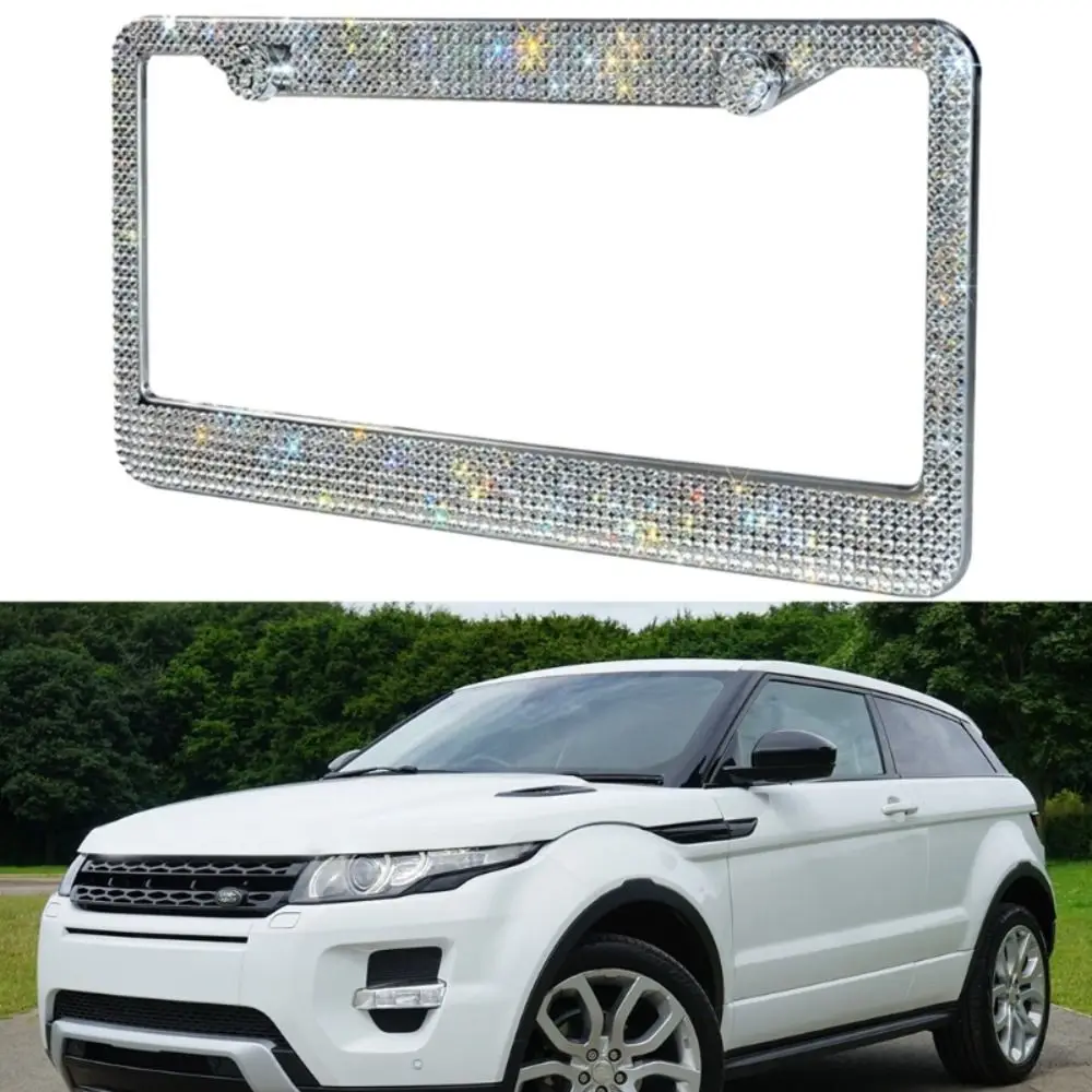 Accessories U.S. regulations Crystal Diamond Car Exterior Decor Car Frame Rhinestone License Plate Frame Stainless Steel
