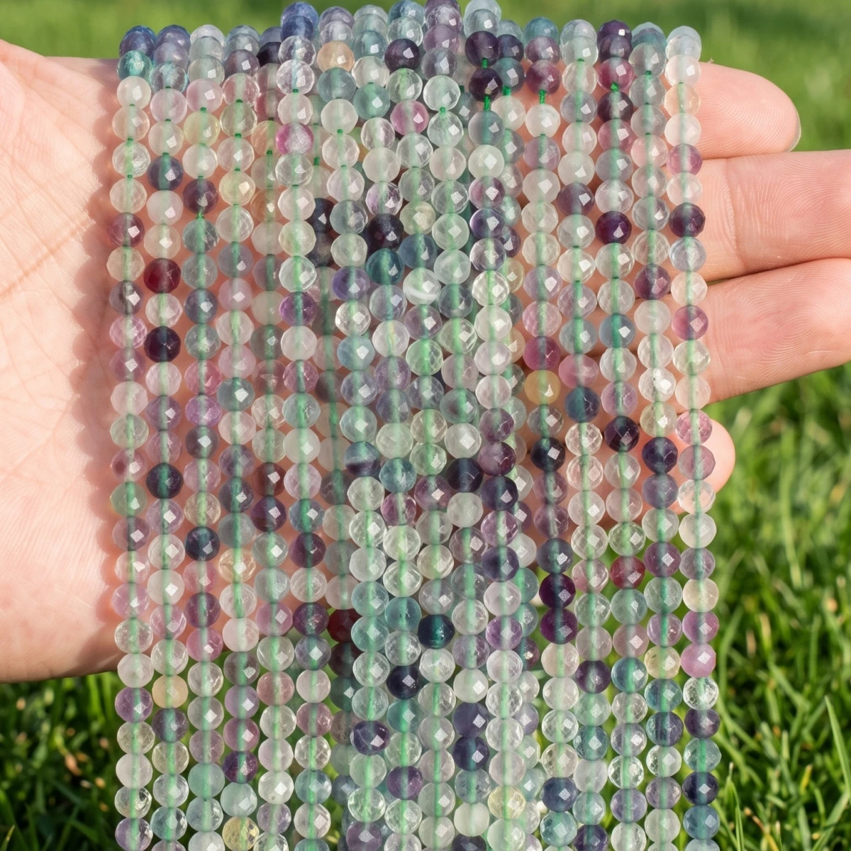 Faceted Natural Stones Loose Beads 2mm 3mm 4mm Fluorite Crystal Lapis Lazuli Aquamarine for DIY Jewelry Making Bracelets Crafts