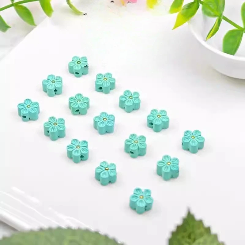 Magnesite inlaid plum blossom through hole accessories DIY jewelry