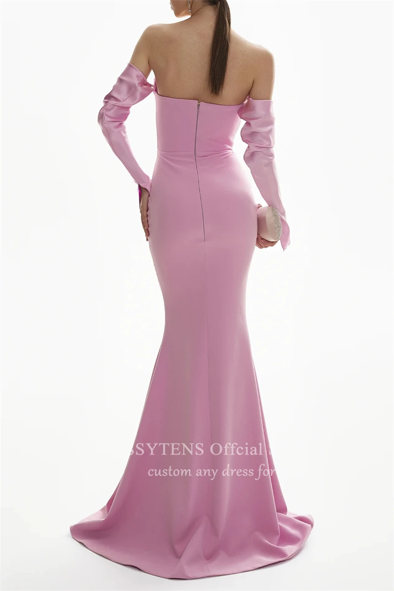 Luxury Pink Strapless Prom Dresses Long Mermaid Wedding Dress Customized Guest 2025 Elegant invita Evening Dress Graduation Gown