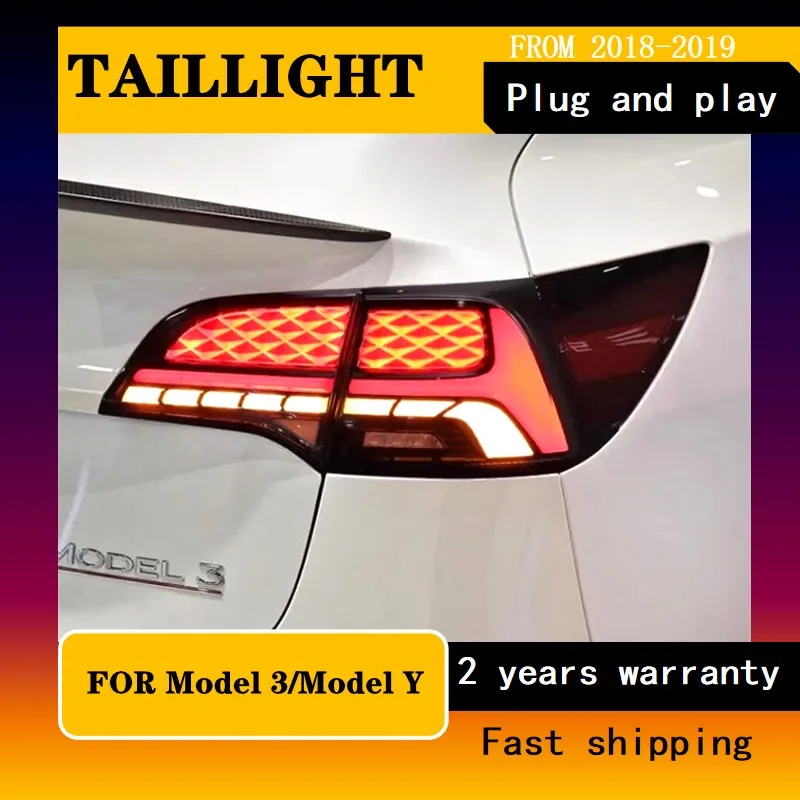 Car Styling for Tesla Model 3 Tail Light Tail Lamp Tesla Model 3 Tail Light Model3 Model Y Rear Fog Brake Turn Signal Automo