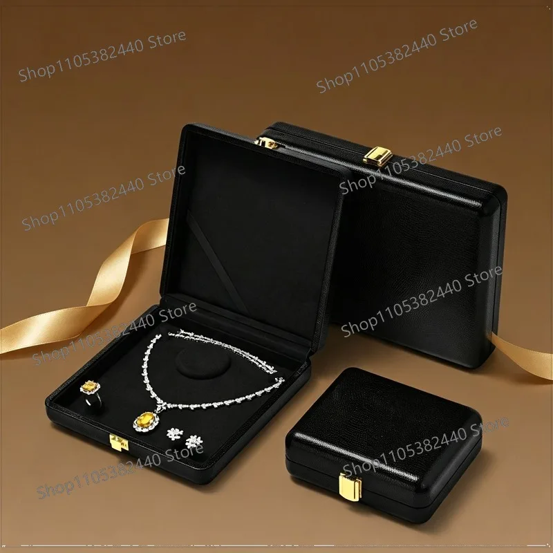 Luxury Leather Jewelry Box Organizer, Ring Necklace Earring Storage Case, High-End Display Packaging Box