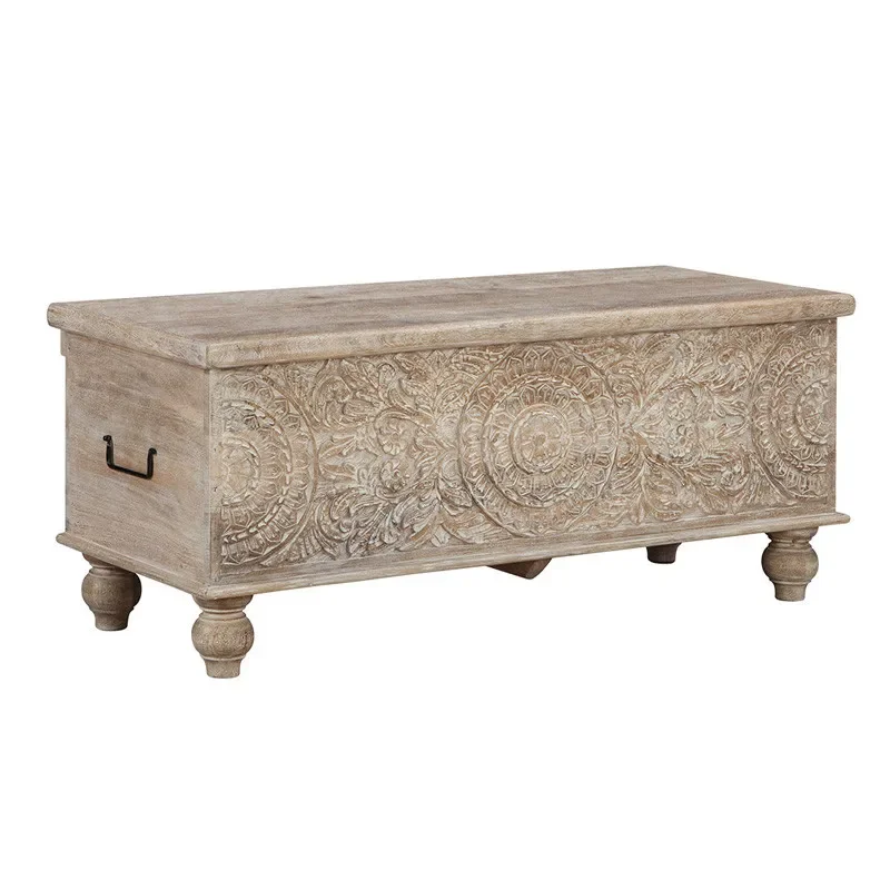 Bohemian retro style carved shoe changing stool can sit