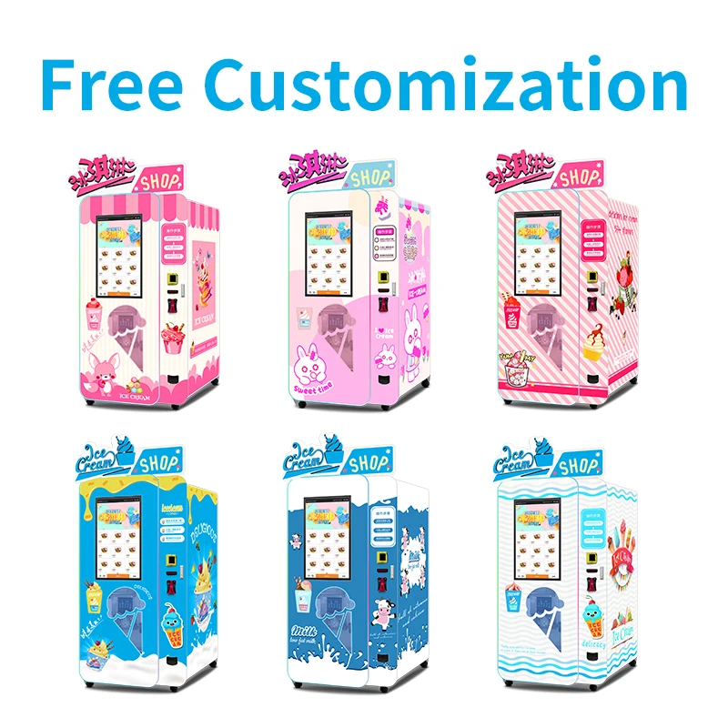 Haloo Vending Machine Supplier Ice Cream Vending Machine Design logo on the Machine Touch Screen Bill Coin and Card Reader