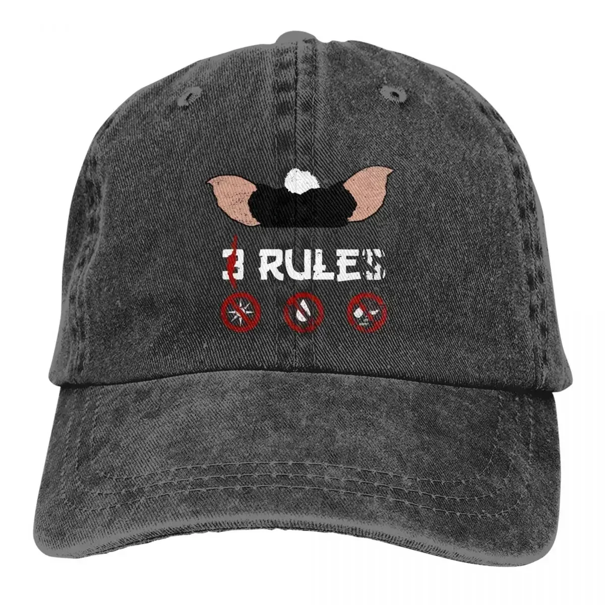 Just 3 Rules Gremlin Gizmo Baseball Caps Vintage Distressed Washed 80s Movie Headwear Unisex Outdoor Workouts Fit Caps Hat