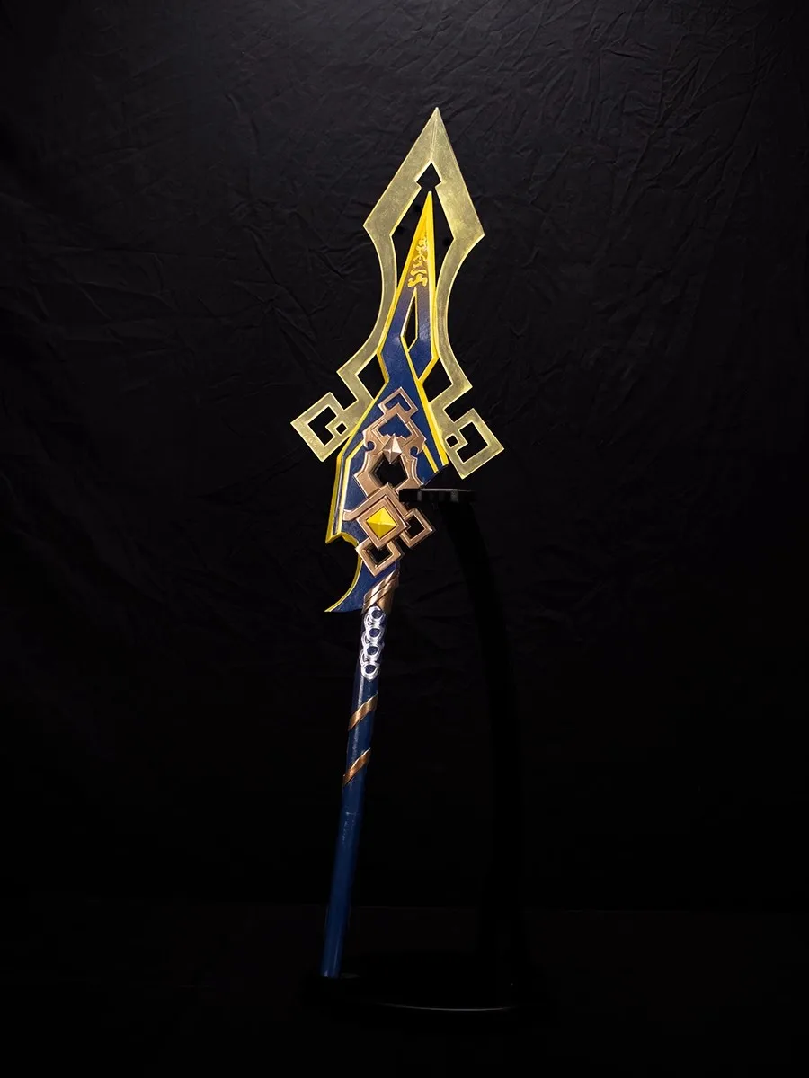 Genshin Impact Zhongli Cosplay Spear Arma, Espada Longa, Brinco, Acessórios de Natal Role Play, Adereços