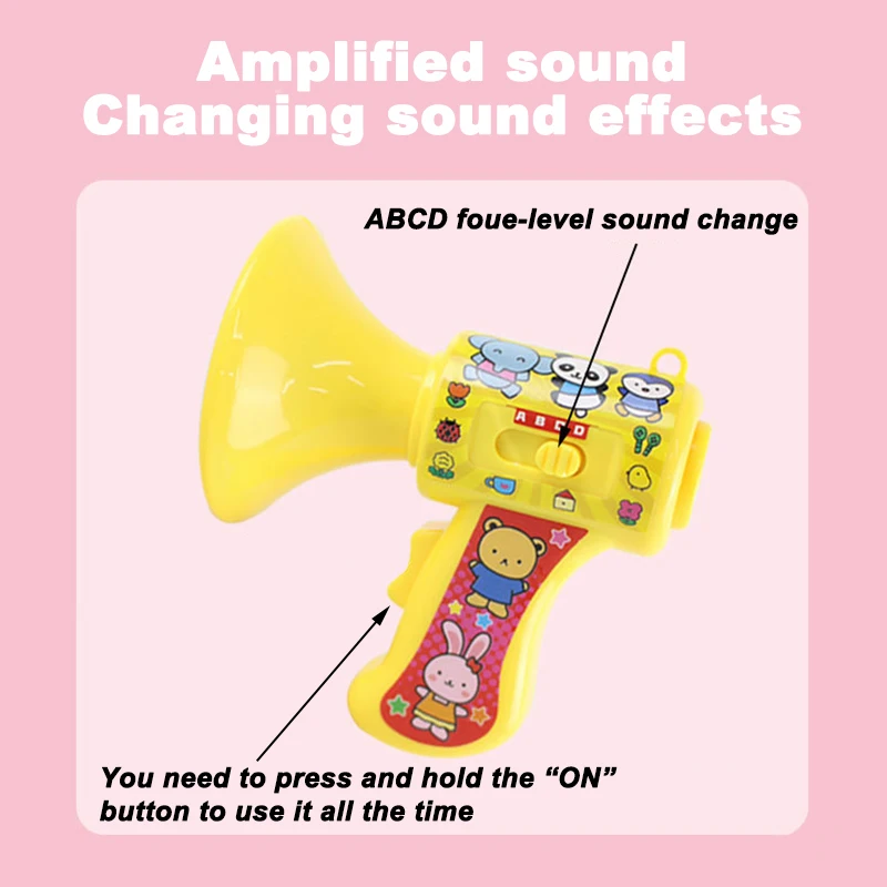 Altifalante portátil com mudança de voz para crianças, altifalante infantil, chifre divertido, educação infantil, brinquedo, instrumentos musicais, presente infantil