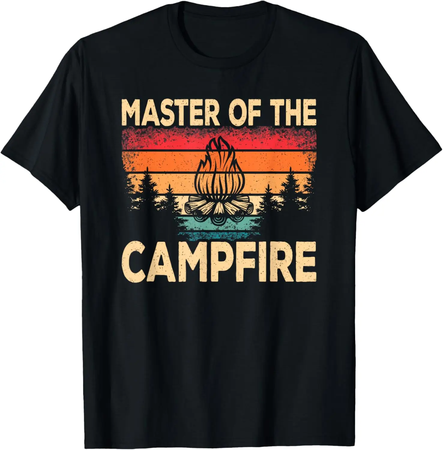 Funny Master Of The Campfire Camper Outdoorlife Camping Men T-Shirt 100% Cotton Trendy Y2K Short-Sleeve Tee-Soft, Quick-Drying,