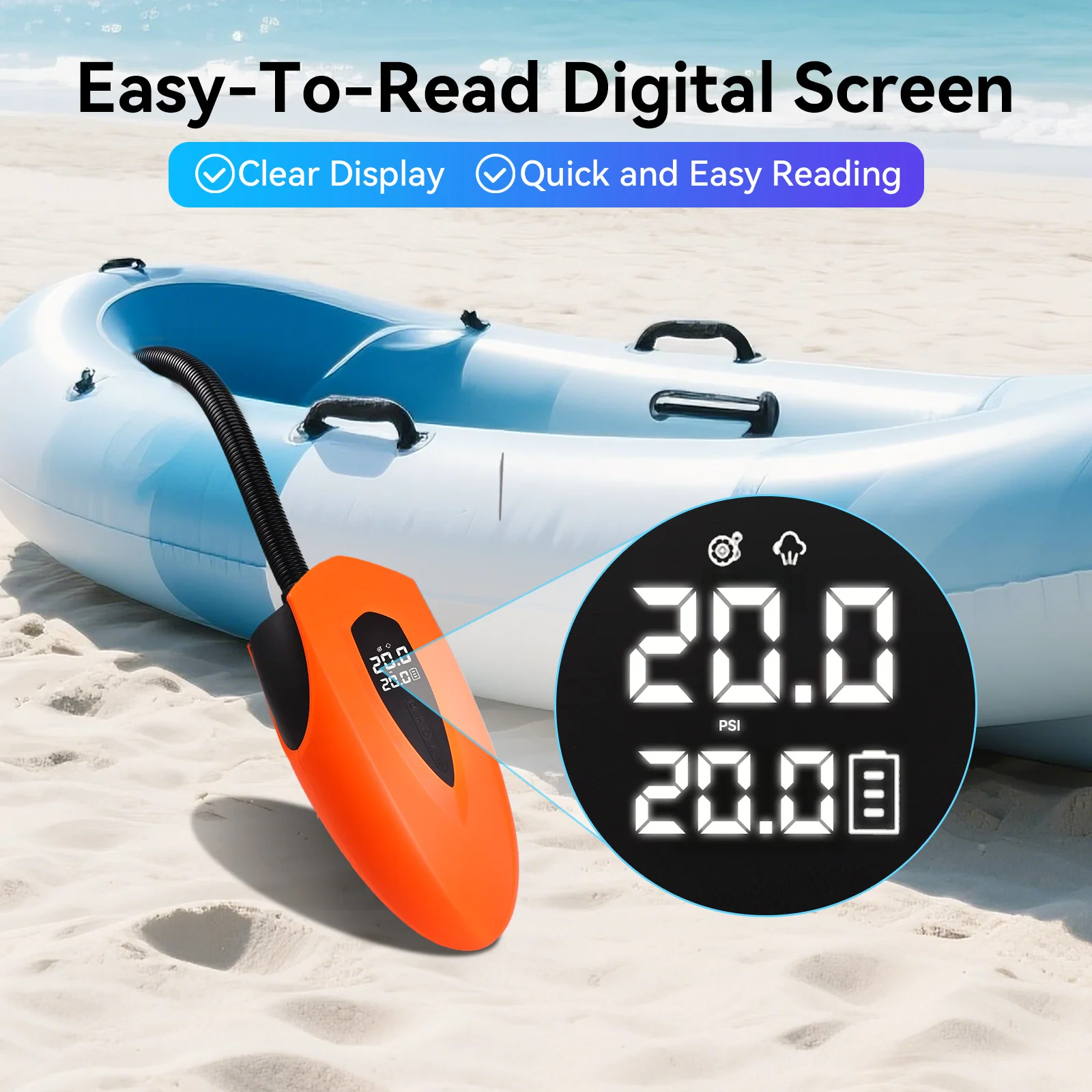 SUP Electric Pump 20PSI 12000mAh Electric SUP Air Pump with LED Light 12V DC Suitable for Inflatable Paddle Boards Tents