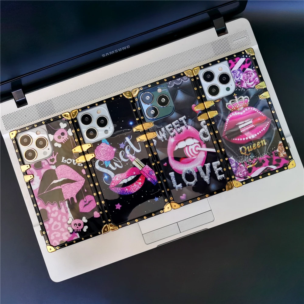 

Luxury Soft Shockproof Cover Retro Crown Lips Pattern Phone Case for Samsung Galaxy S25 Ultra S24 Ultra S24 FE S21 S22 S23 Plus