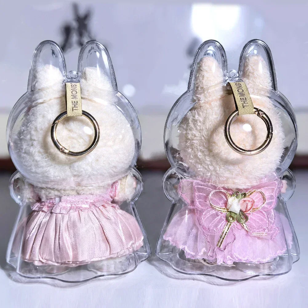 Protective Acrylic Case shell Transparent Organizer Box For Labubu V1 Thickened Doll Bag Keychain Bags