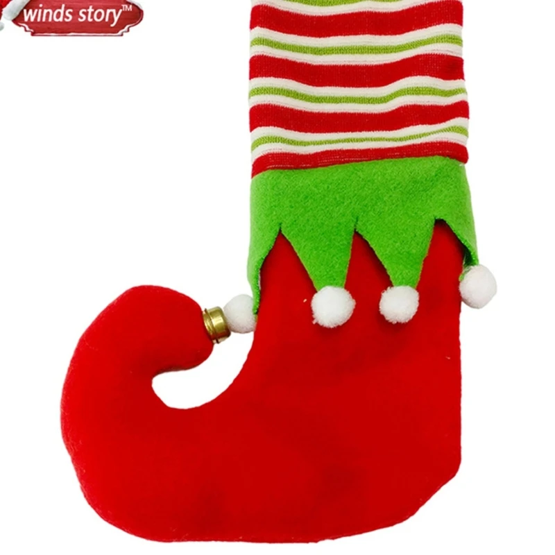 Funda para pata elfo a rayas verdes y rojas, fundas para base silla, mangas para silla, envío directo Navidad