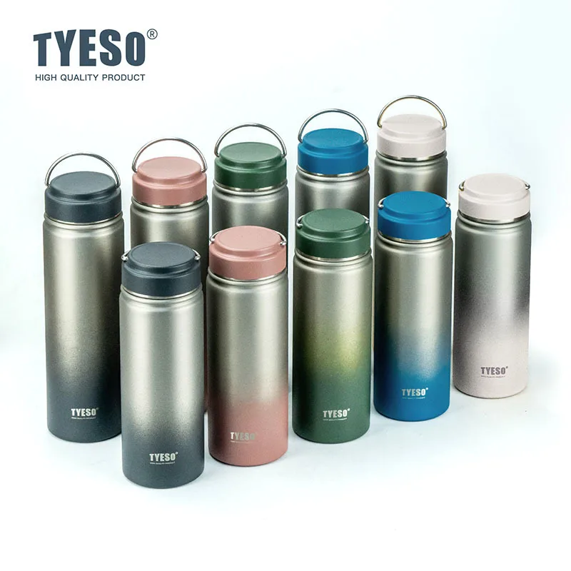 

Tyeso Gradient Portable Double Wall Thermos Vacuum Flasks Stainless Steel Insulated Sports Water Bottle With Handle 530/750ML