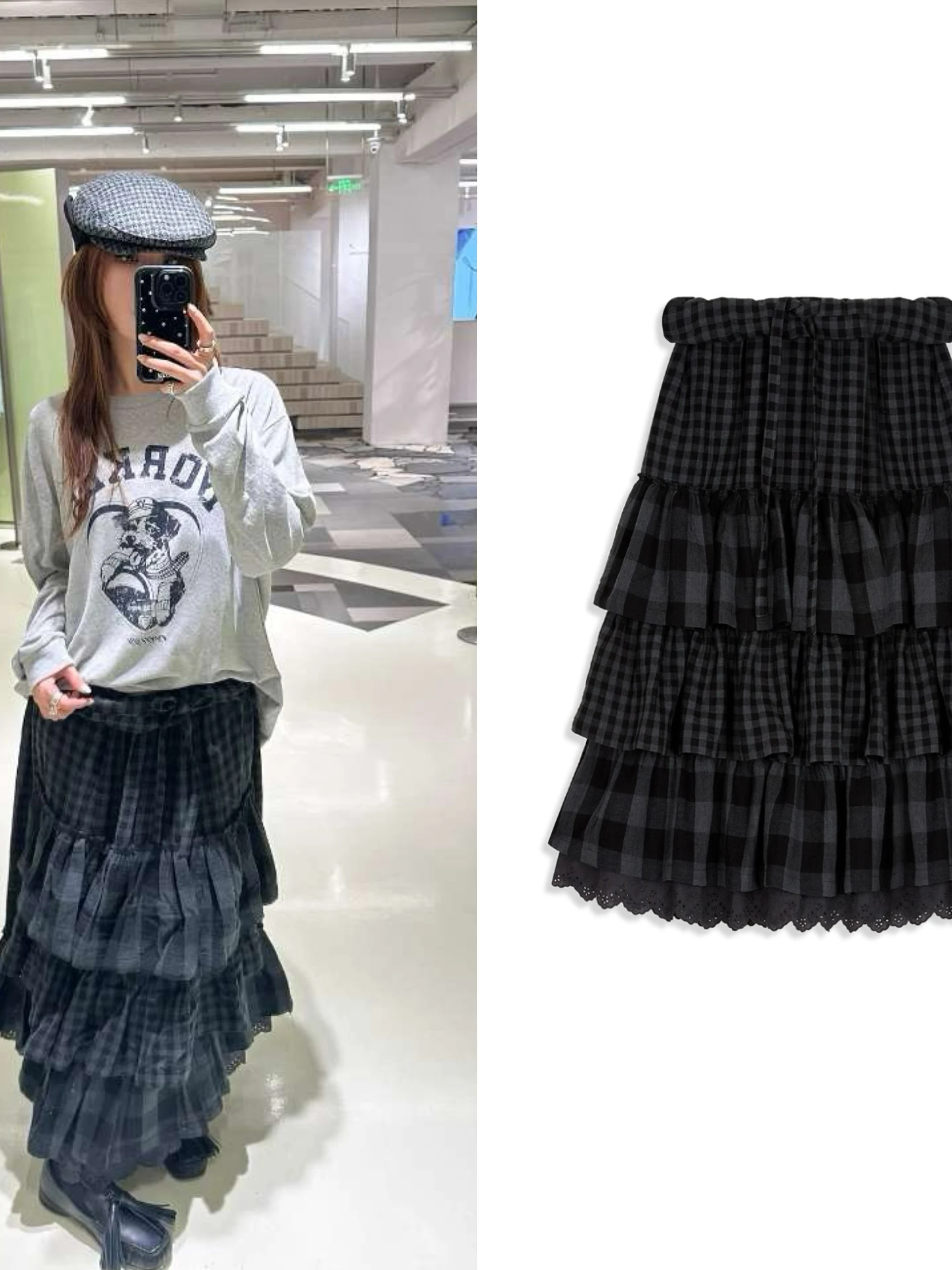 

Многослойная плиссированная юбка в стиле ретро, хлопковая юбка в клетку с принтом f-длины, юбка-тортик для женщин среднего возраста, Ciwalk Sle