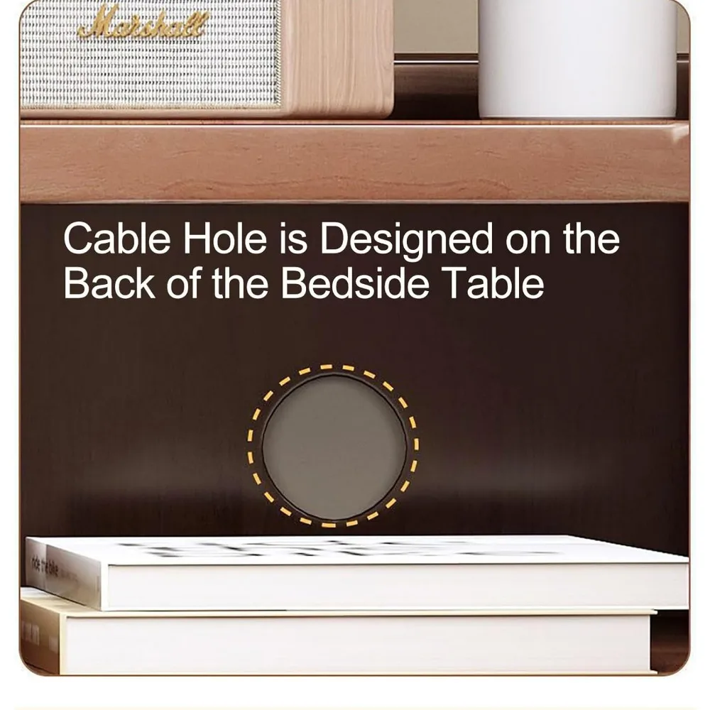 Rustikaler hoher Nachttisch aus Holz mit Schubladen, dunkelbrauner Vintage-Nachttisch, Beistelltisch für den nächtlichen Gebrauch