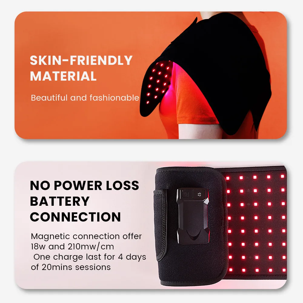 IDEATHERAPY高品質ポータブル660nm 850nm赤色光療法マッサージベルト、腰痛緩和用ハンドヘルド