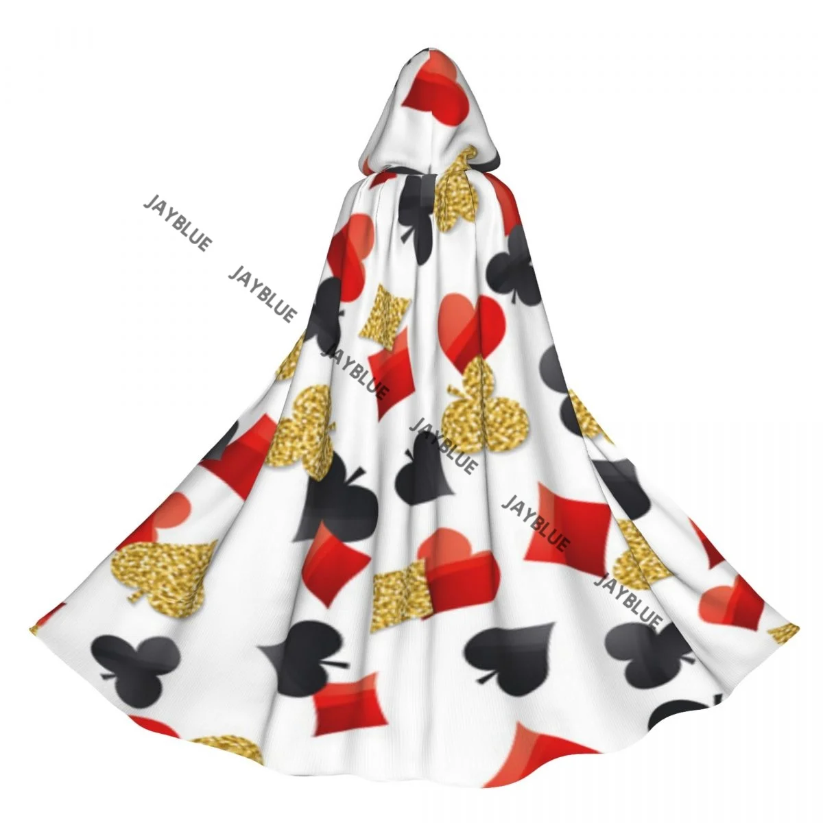 Adult Cloak Cape Hooded Casino Poker Symbols Medieval Costume Witch Wicca Vampire Elf Purim Carnival Party