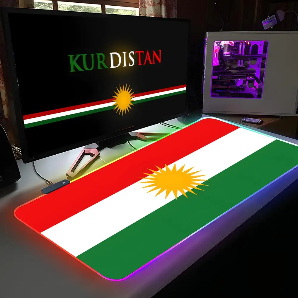 

Kurdistan Flag Mouse Pad RGB Rubber Computer Laptop Official Game Colored esports Aesthetic Pretty Fashion Luxury Mat