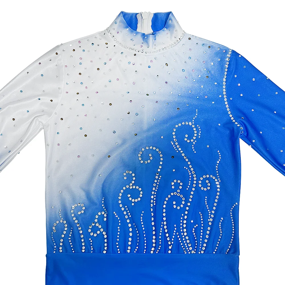 ZAGITOVA-vestido de patinaje artístico para hombre y niño, ropa de patinaje sobre hielo, mono de gimnasia acrobática con diamantes, gradiente azul