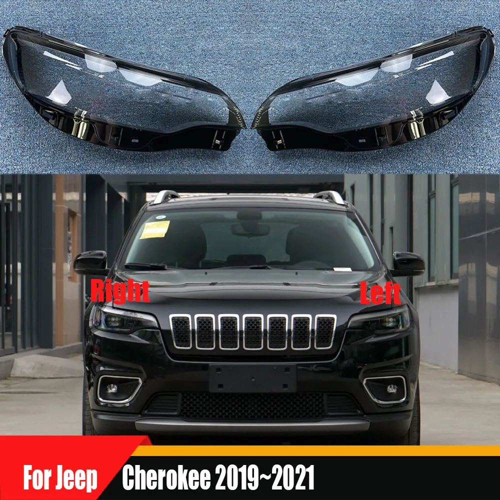 

For Jeep Cherokee 2019~2021 Headlamp Transparent Lampshade Shell Masks Headlight Cover Lens Plexiglass