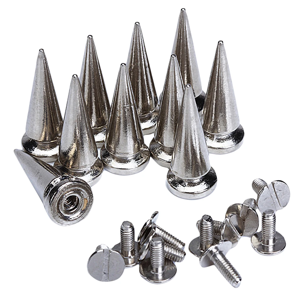 25mm Silver Cone Studs Iron Rivets for DIY Bag Decoration Leather Bracelet Clothes Shoes Embellishments