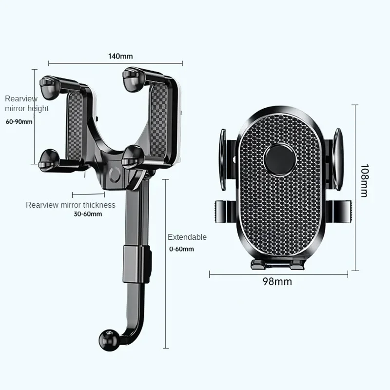 360° Rotatable Retractable Car Phone Holder Rearview Mirror Universal Auto GPS Navigation Bracket Adjustable Cell Phone Support