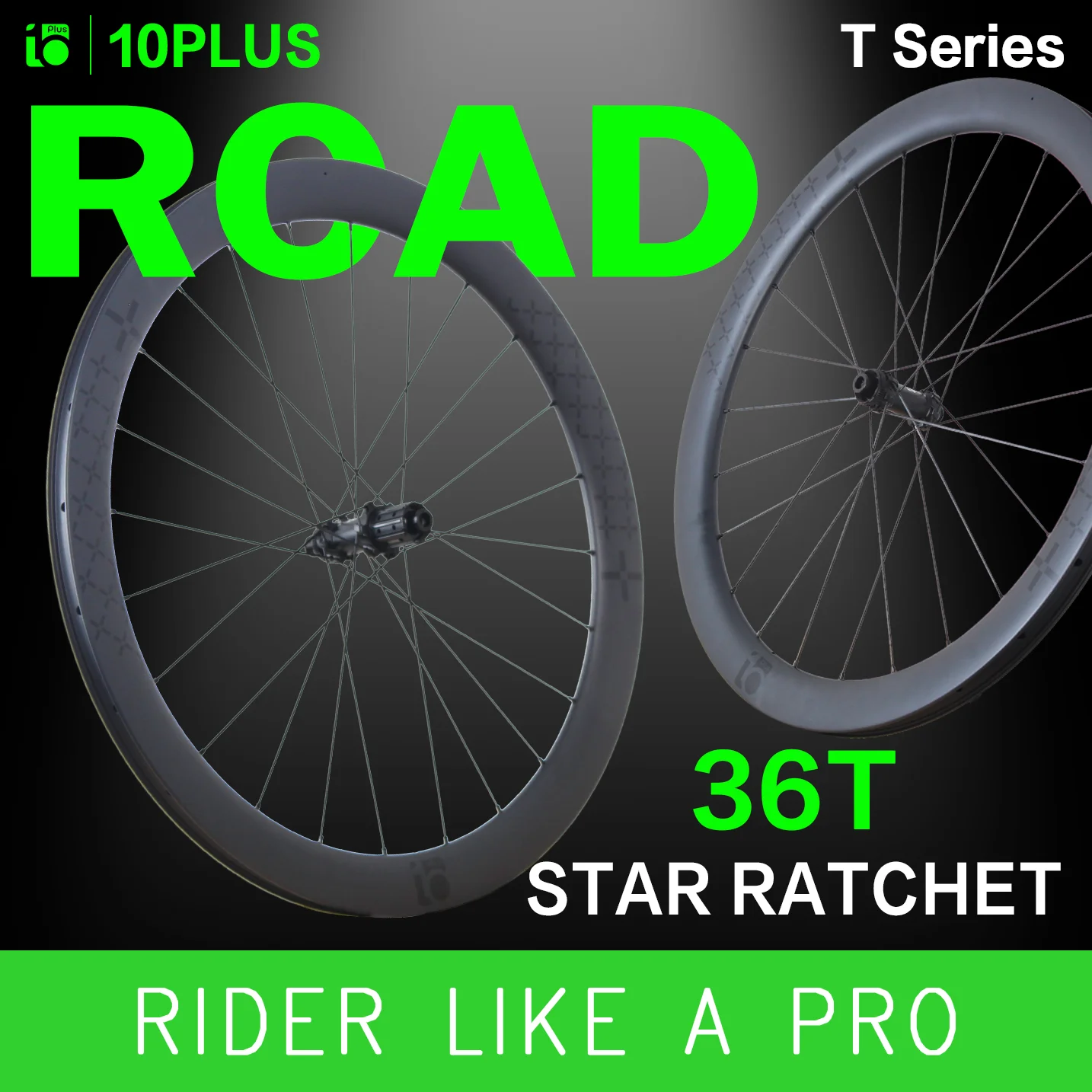10PLUS T Series 50mm Aero Carbon Wheelset 700C Disc 36T Star Ratchet Center Lock