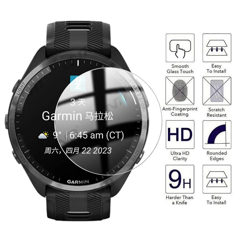 3D PMMA / Tempered Glass Anti-Scratch Screen Protector For Garmin Forerunner 255 255S 955 965