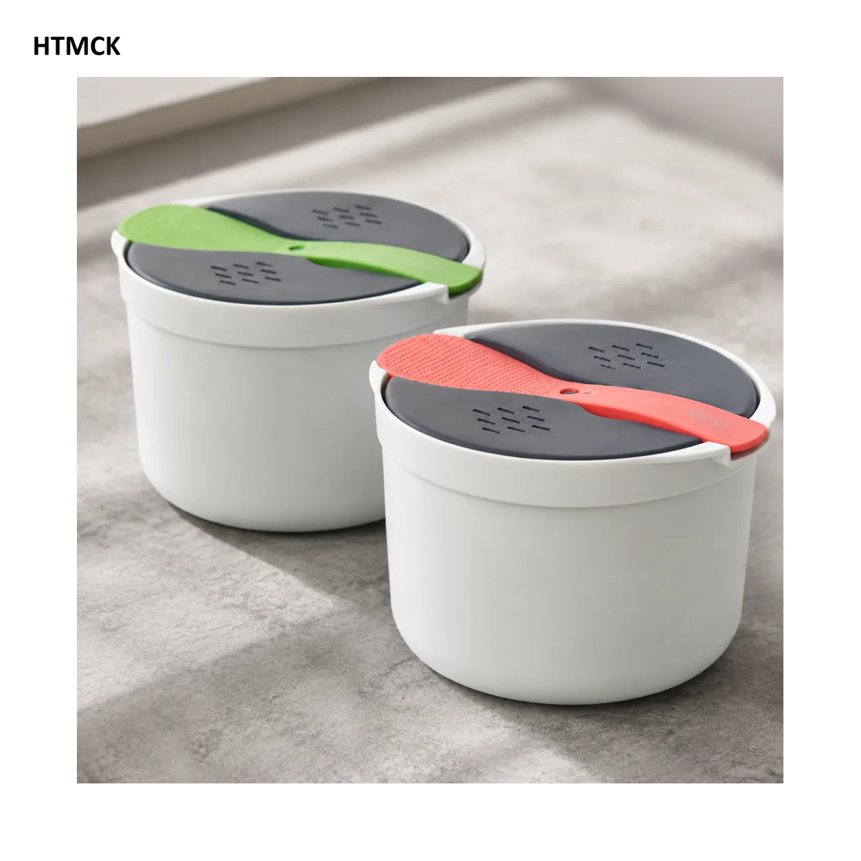 HTMCK Microwave Oven Rice Cooker Portable Food Container Multifunction Steamer Rice Cooker Bento Lunch Box Steaming Utensils - view 2