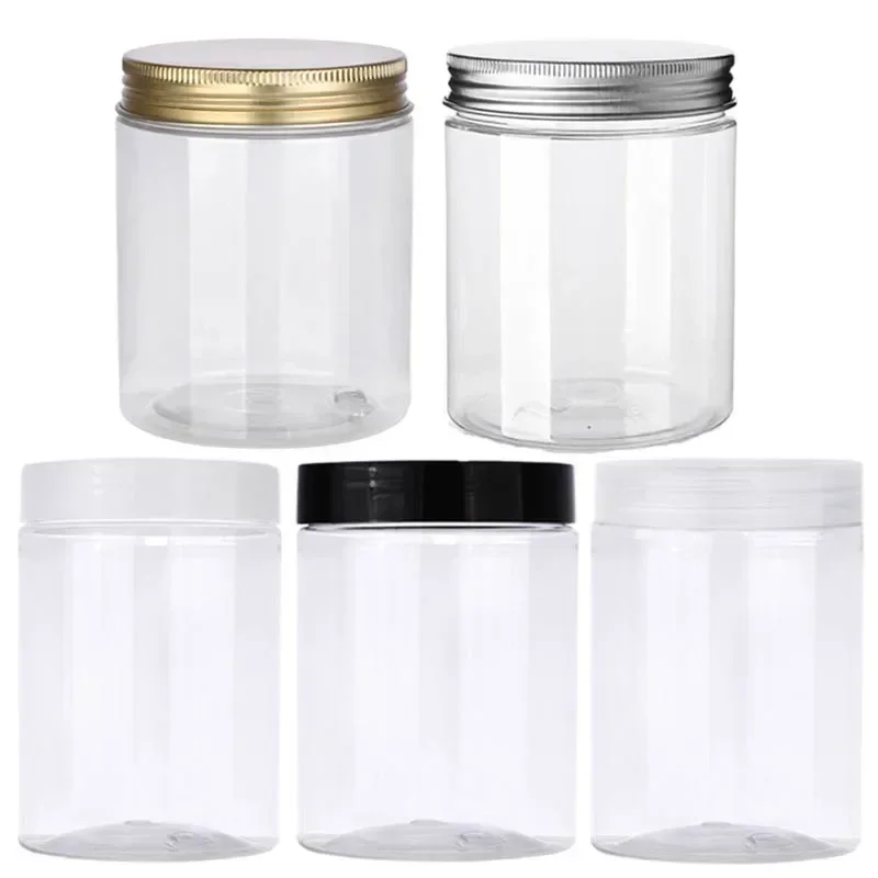 10Pcs 300ml Empty Plastic Jar Clear Wide Mouth Food Storage Jars For Candy Cookies Cosmetic Containers Face Cream Sample Pot