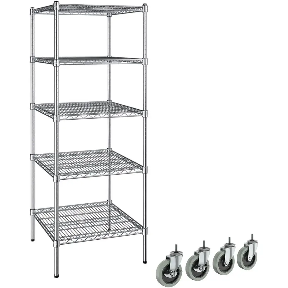 

24 x 24 Heavy-Duty Mobile Wire Shelving with 72 Posts and 4 Casters, Commercial Grade Storage Rack