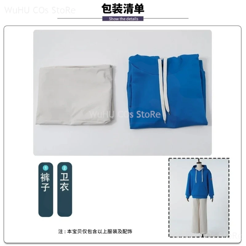 Anime Sakamoto Days Shin Asakura Cosplay Trousers Blonde Wig Anime Cosplay Costume Wig Blue Sweatshirts Uniform Outfit Halloween