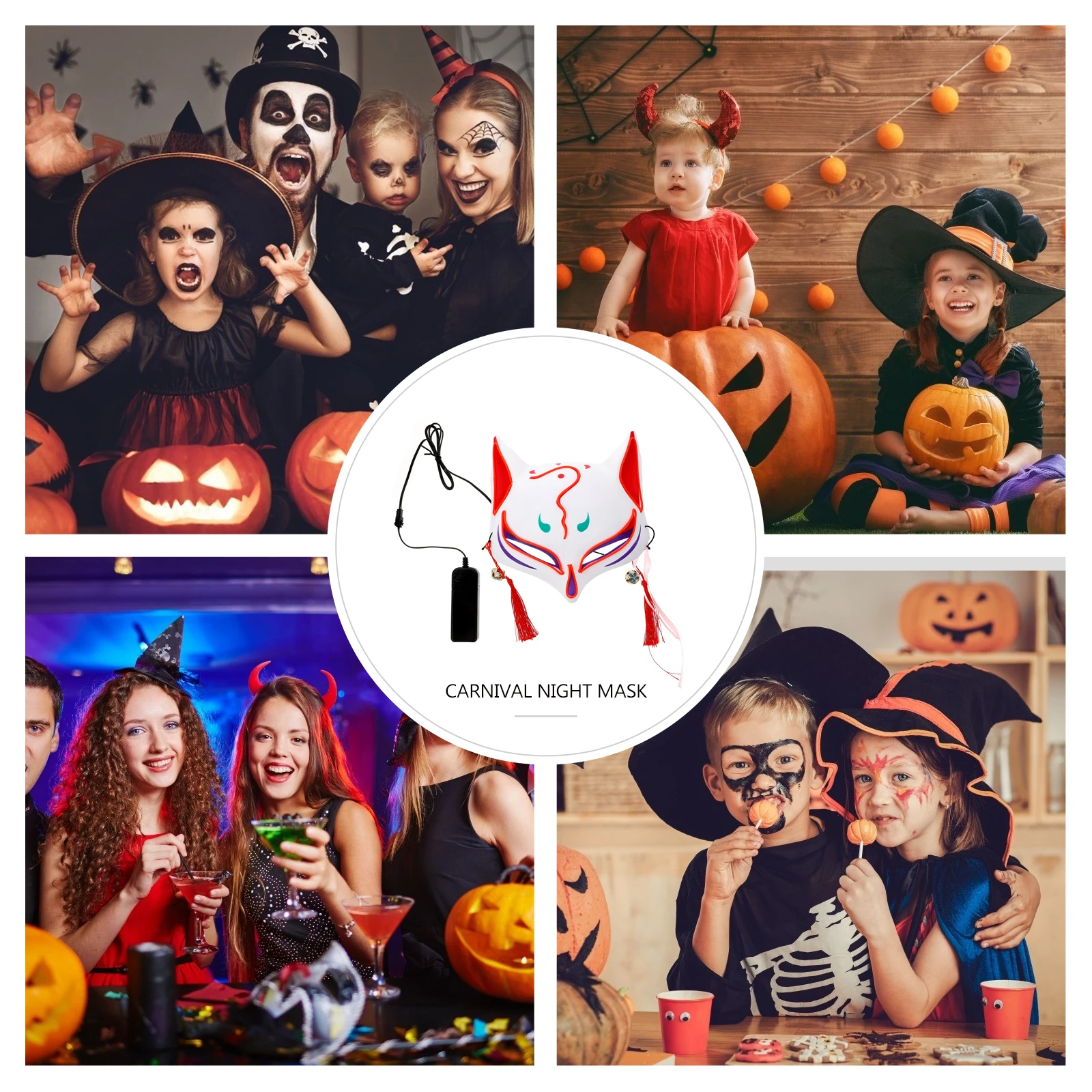 

1Pcs Fox Mask Durable Plastic Halloween Party Scary Glowing Luminous Mask for Cosplay Costume Festival Decoration