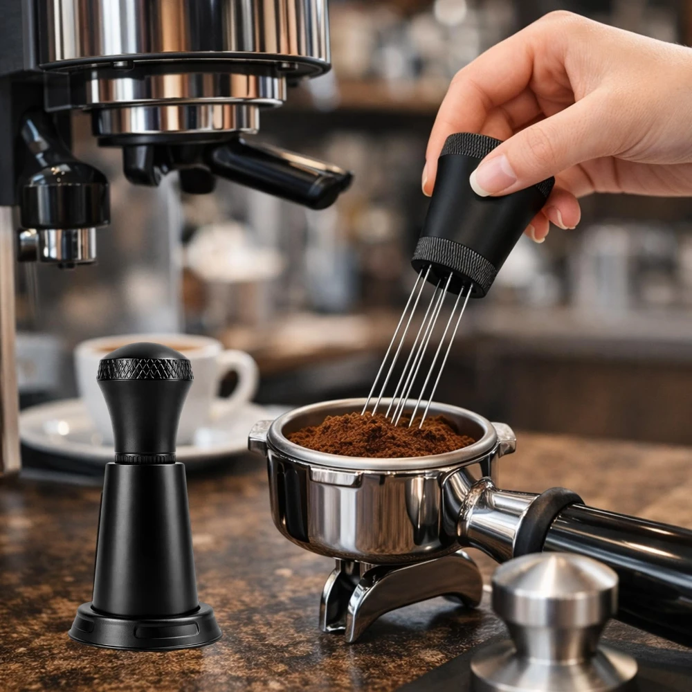 New Coffee Distribution Tool with Stainless Steel Needles Barista Accessories for Home Use Compatible with Espresso Machines Set