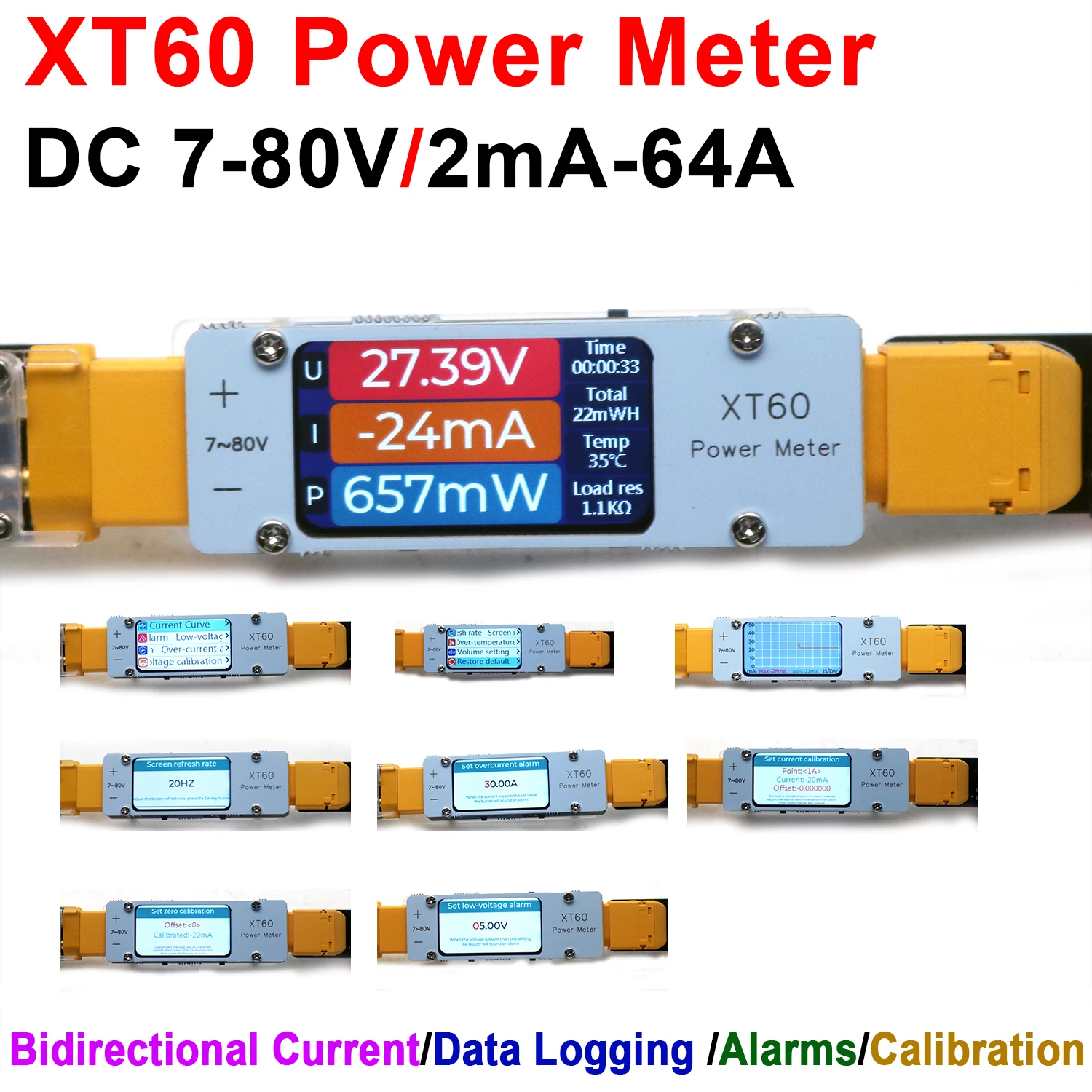 Drone Battery Voltage Checker - Misuratore di Potenza Bidirezionale 64A DC