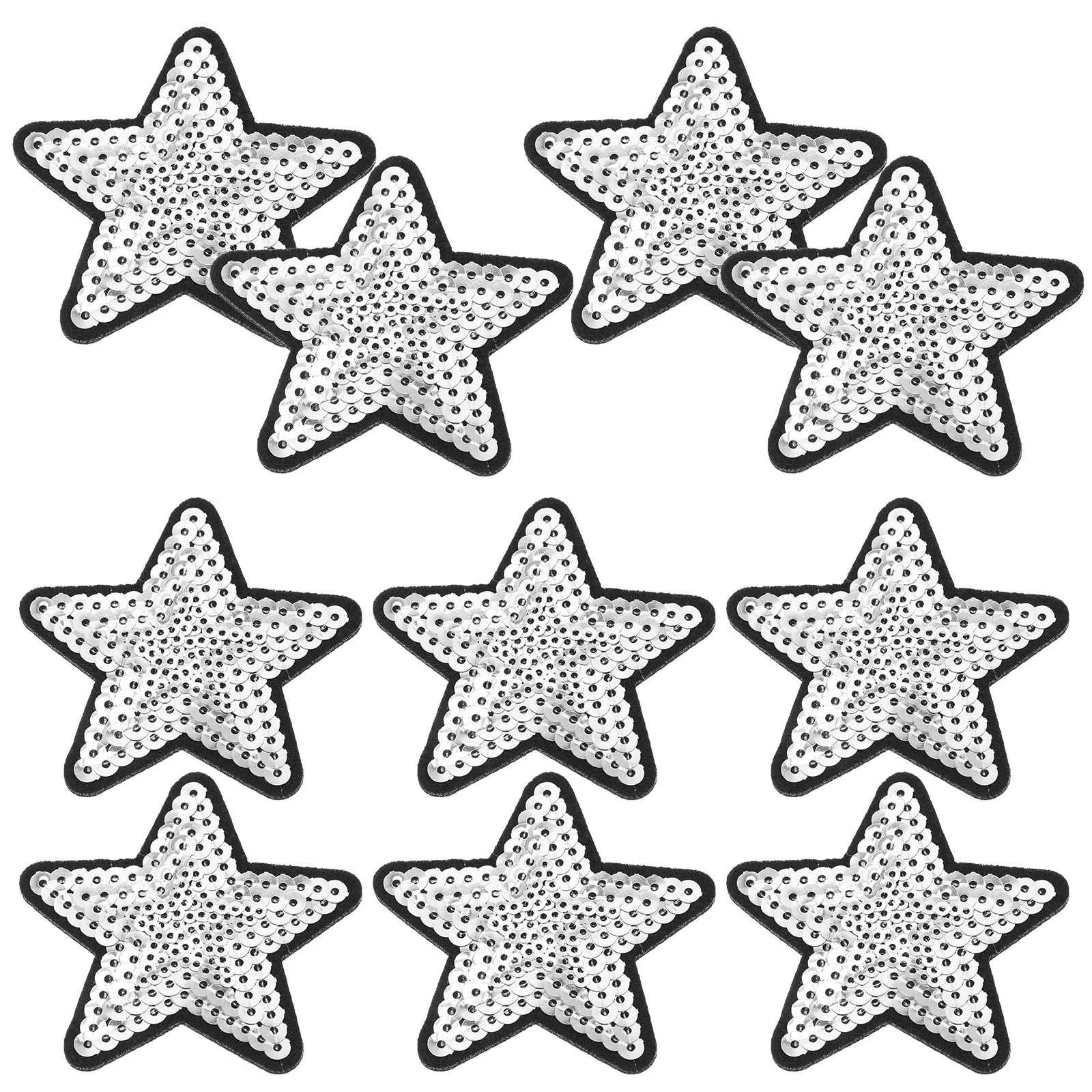 

10 Pcs Sequin Star Appliques Clothing Embroidery Patches Adhesive Backing DIY Supplies Sew On Iron On Patch Set