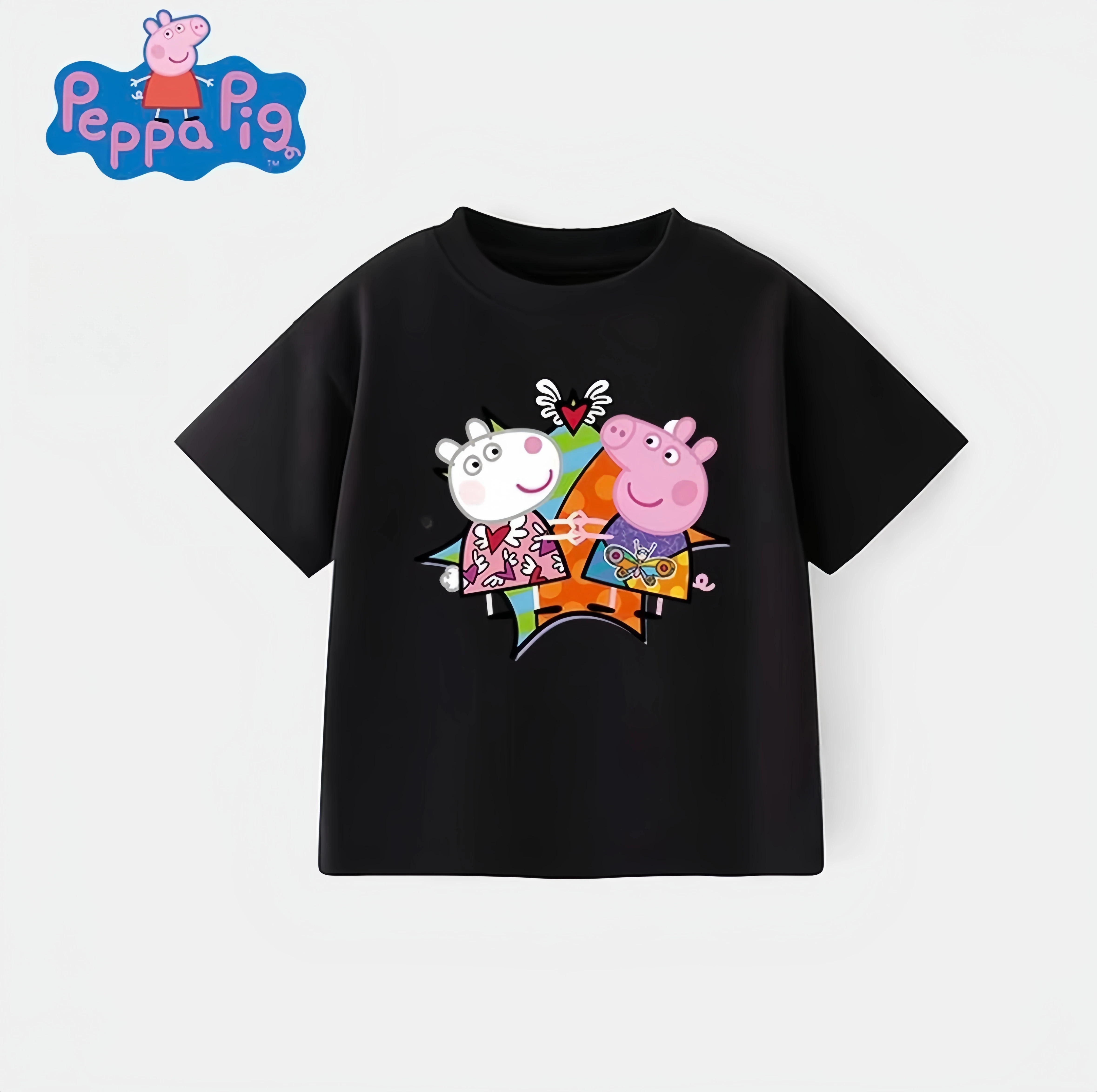 

Футболка Peppa Pig 2026 с летним мультяшным принтом, бренд Hasbro, для детей и унисекс, свободного кроя, дышащая, повседневная, в стиле Y2K.