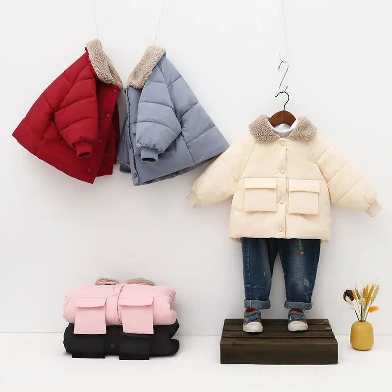 

Boys' down Cotton-Padded Clothes Girls' Infant Children's down and Wadded Jacket Thickened plus Cashmere Fur Collar Coat