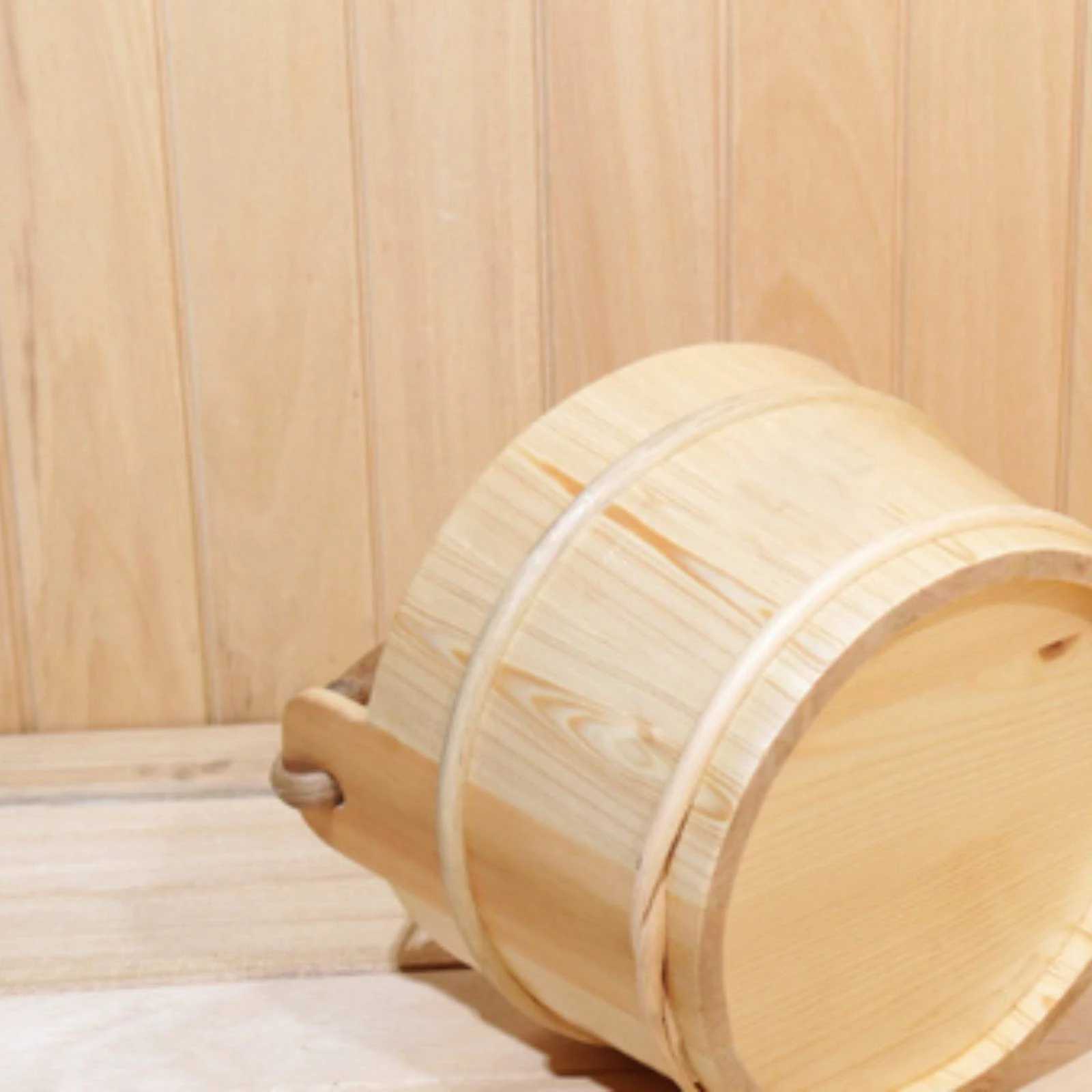 Sauna Water Pail Polished Polished Wooden Sauna Pail Wooden Ladle Set Reinforcing Hoops Easy to Clean