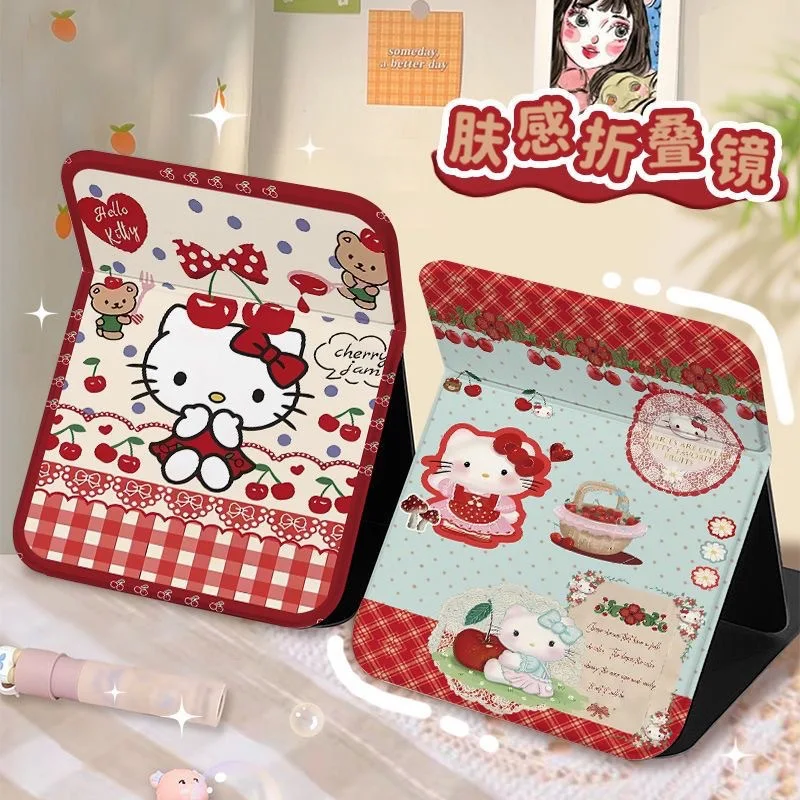 

Cartoon Kawaii Large Folding Makeup Mirror Cartoon Cat Mirror Desktop Flip Mirror Portable Folding Mirror for Dorms & Home Use