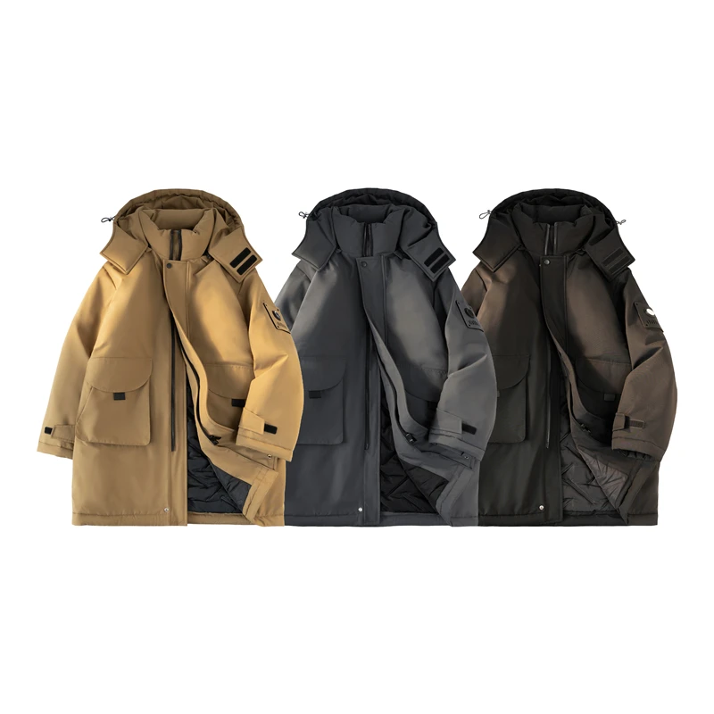 

Thiened Fce Lined Mid-Length Cotton Jaet Winter Outdoor Hooded Men's Clothing Heat Retention Warm Workwear for Couples