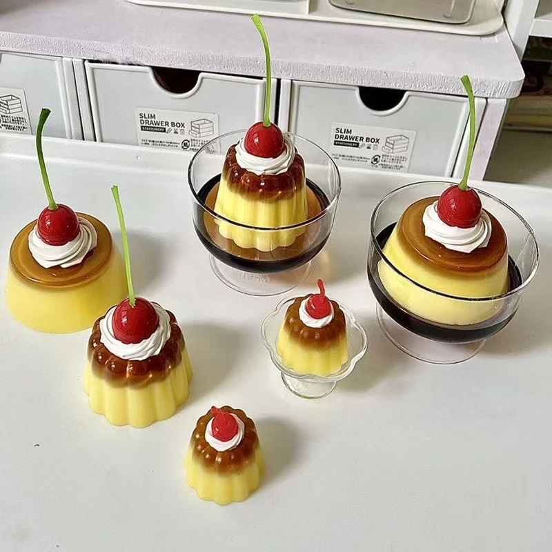 Simulated Cream Pudding Ornaments 2D Gu Mei Photo Props Desktop with Tea Drop Glue Cute Girl Animation