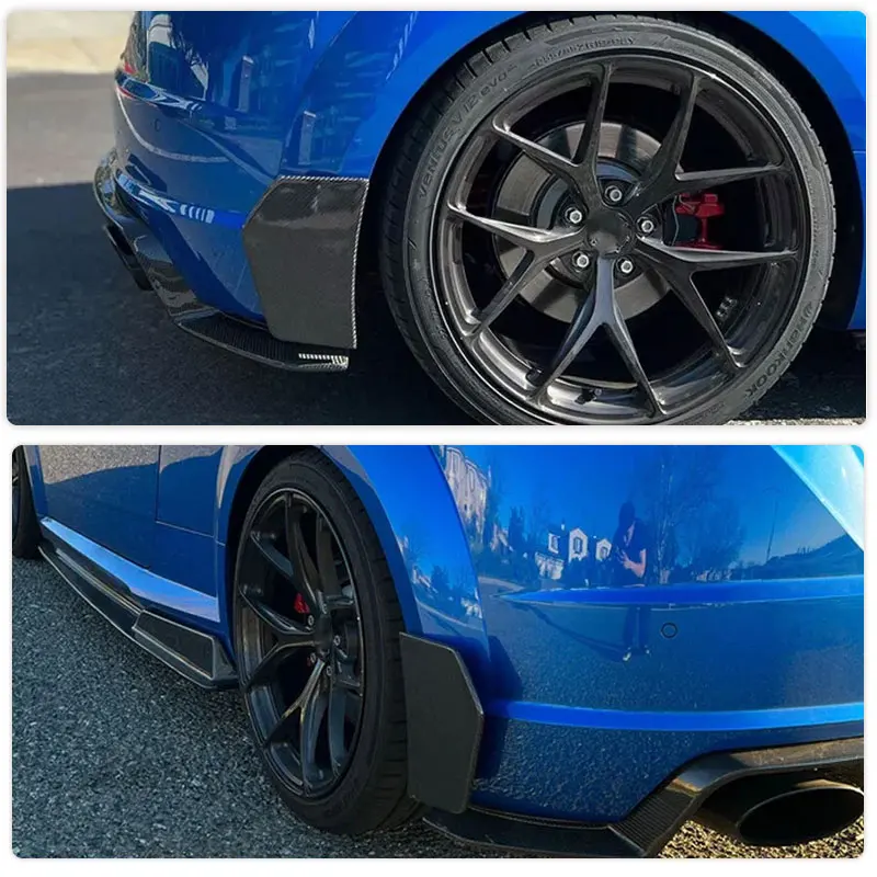 Full Carbon Fiber Rear Bumper Canards Splitters for Audi TT-Sline TTS TTRS MK3 2016-2018 Car Racing Rear Canards Fins Body Kits