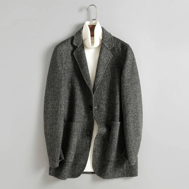 Albaka wool suit woolen coat short men's double-sided autumn and winter British style