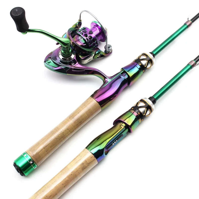 Custom Ultra Short Colorful Carbon Fiber Retractable Fishing Rod Portable Lure Rod Electroplated Telescopic Lure Small Fish S