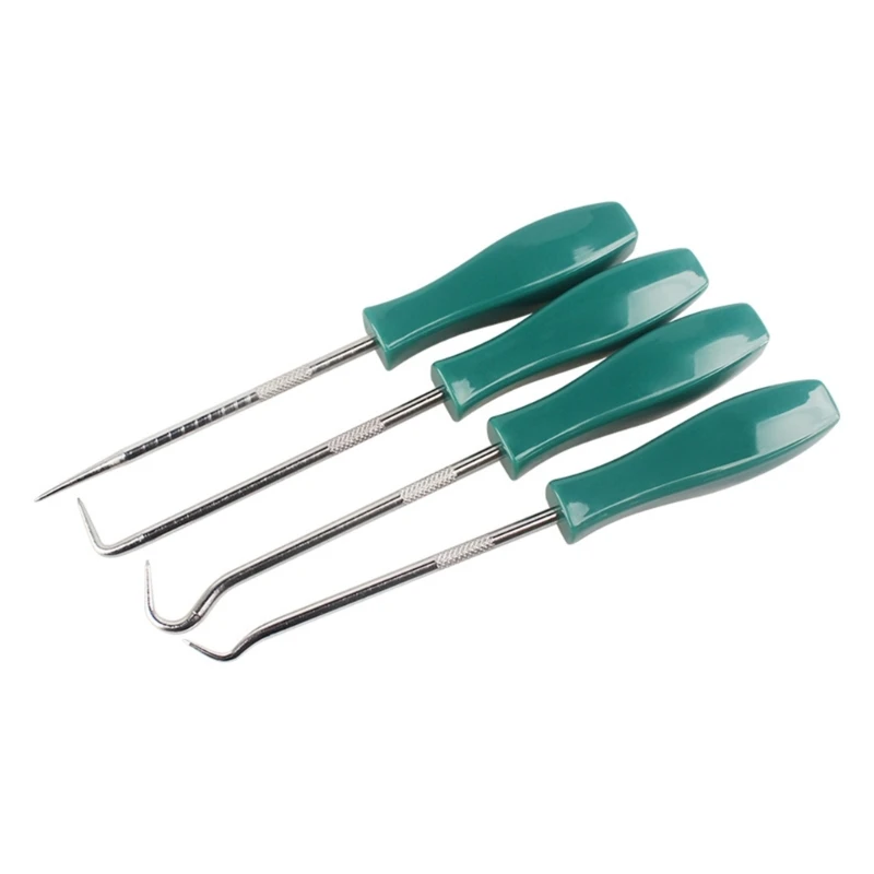 4Pcs Pick Hook Repair Tool Set with Green Handles Suitable for Vehicle Maintenance Oil Seal Screwdriver Gaskets Removal