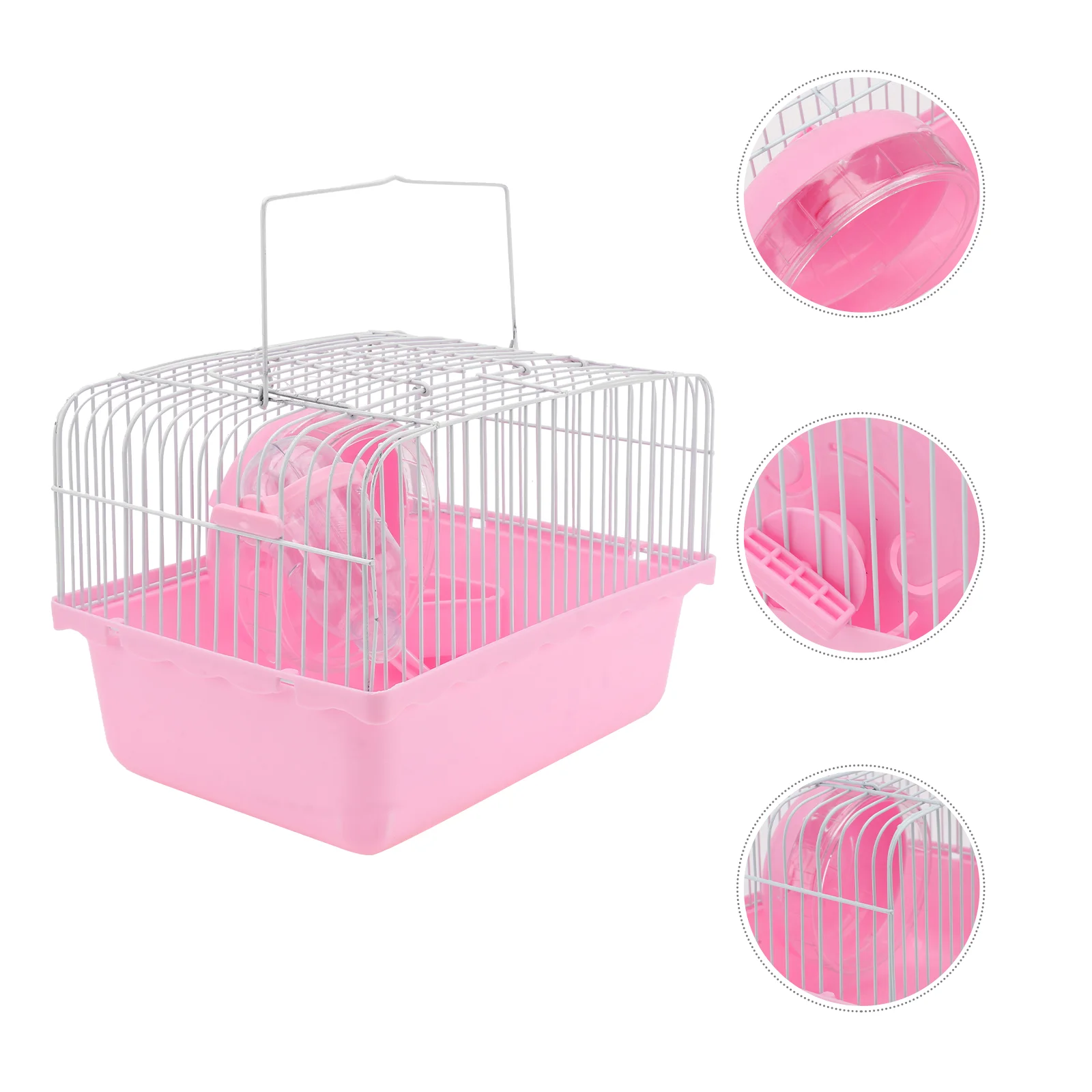 

Hamster Cage Travel Carry Rat Cage Small Pets Supplies Hamster Toy Accessories (Pink) pet cage chinchilla cage